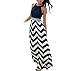 Produktbild Cloom Frauen Sommer Lange Kleid Maxi Abendgesellschaft Strand Kleider Sommerkleid Ärmelloses Böhmisches Gestreiftes Kleid Sexy Lang Rock Hängender Eleganter Lang Rock damenröcke Wadenlang (L, Blau)