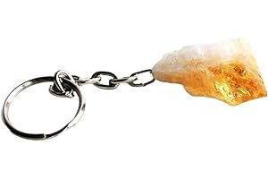 REIJU Beautifully Gift Wrapped Stone of Abundance - Reiki Healing Energy Charged Raw Citrine Crystal Keyring