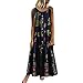 Produktbild Damen Retro Drucken Ärmellos Kleid, LeeMon Frauen Plus Größe böhmischen Oansatz Blumendruck Vintage ärmelloses langes Maxi-Kleid