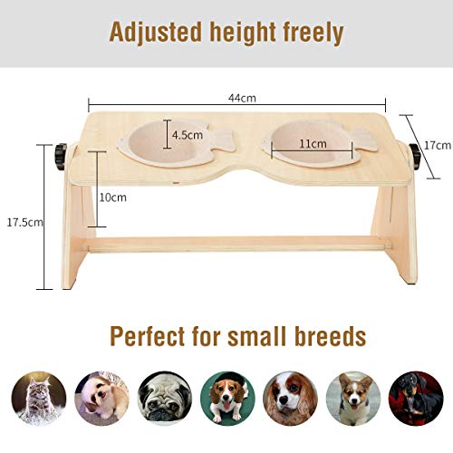 Highkit Adjustable Raised Dog Feeding Bowls With Elevated Pet Bowl