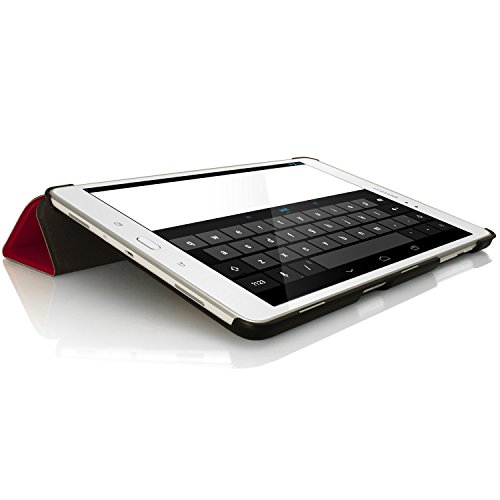 igadgitz Rot PU Ledertasche Hülle Smart Cover für Samsung Galaxy Tab A 9.7″ SM-T550 mit Multi-Winkel Betrachtungs + Auto Sleep/Wake + Displayschutzfolie - 7