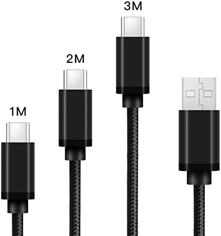 [3-Pack]Samsung Galaxy S9 USB C Cable, CeeOne Nylon Braided USB Type C Fast Charger Cable for Samsung Galaxy S9 / S8 / S8 Plus / Note 8 / A5 2017 / A3 2017, LG G5 / G6, Sony Xperia XZ, Google Pixel / Pixel 2, Nexus 6P / 5X, OnePlus 2 / 3 / 5, HTC 10 / U11, Huawei P10, Mate 10, Nokia 8 / 9, Nintendo Switch, Lumia 950 and More (1m &amp; 2m &amp; 3m, 3 Pack Black)