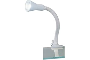 Trio Leuchten Leuchten Lighting Pinza Flessibile da Tavolo/Mensola con 1 Luce E14 40 W, Plastica 8 x 45 x 7 x 28 cm, Bianco