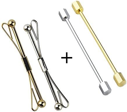 SuperBZ 4PCS Collar Pin Collar Bar Combo,2PCS Men's Hexagon Ended Bar Collar Pin Collar Bar and 2PCS Classic Collar Bar Collar Pin by SuperBZ
