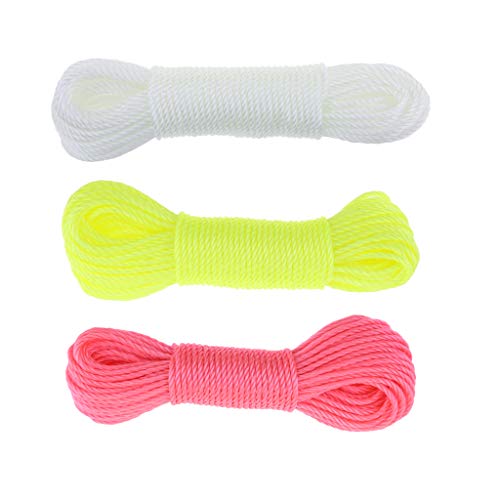 Preisvergleich Produktbild Homyl 3pcs Mehrzweckseil, Polyester / Baumwolle - 20m (Gelb + Rosa + Weiß)