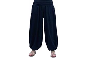 SAVARI | Pantalón Bombacho | Modelo Aladin | Pantalones Harem | con Estilo Oriental, Ancho, Largo y Cómodo | Ideal para Yoga | Mujer y Hombre | Lisos | Gris, Blanco, Vino, Negro, Azul Marino | S-3XL