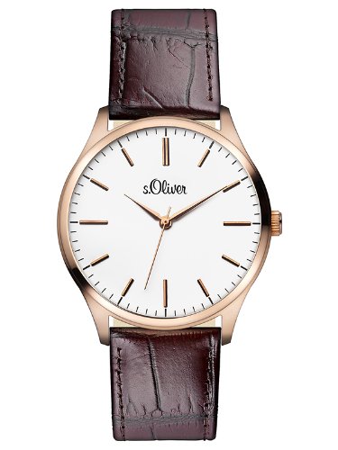 s.Oliver Herren-Armbanduhr XL Analog Quarz Leder SO-2534-LQ s.Oliver Herren-Armbanduhr XL Analog Quarz Leder SO-2534-LQ