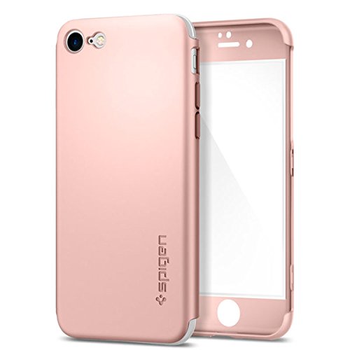 iPhone 7 Case, SpigenÂ® [Air Thin Fit 360] iPhone 7 Full Body Case with [2-PackTempered Glass Screen Protector] Exact Slim Full Protection Case with for iPhone 7 - (042CS21099) - Rose Gold