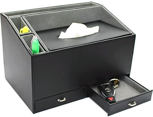 Ikee Design® Home and Office Desk Faux Leather Multifunctional Organizer Caddy Storage For Tissue Box Holder IPad Pen Remote Control Holder by Ikee Design