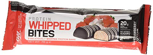 Optimum Nutrition Protein Whipped Bites barrita proteica, Sabor de Fresa y Crema - Paquete de 12 unidades