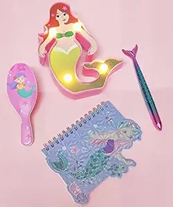 Le Delite Mermaid Combo - Unicorn/Doll Password Protected Diary with Pen/Diary for Girls / Unicorn Mermaid Stationery Set / Mermaid Pencil Box / Mermaid Water Glitter Pen Mermaid Combo - Girls