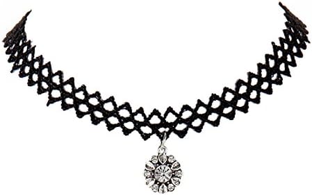 Jinberry Vintage Velvet Choker Necklace with Rhinestone Pendant / Retro Elegant Gothic Adjustable Choker for Women Ladies