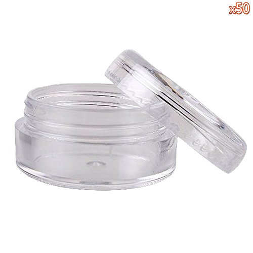 niceEshop(TM) 50 Pieces Travel Cosmetic Sample Containers 5 Gram Plastic Pot Jars