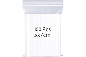 VOLSHA 5x7cm 100 Grip Seal Bags, Small Clear Plastic Bags, Resealable Storage Pouches, Poly Zip Lock Bags, Perfect for Kitchen Storage, Jewellery, Diamond Painting, Small Cookies and Sweets