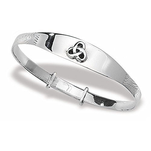 925 Solid Sterling Silver Baby Bangle Celtic / Trinity Knot Childs Baptism Christening Bracelet Gift.