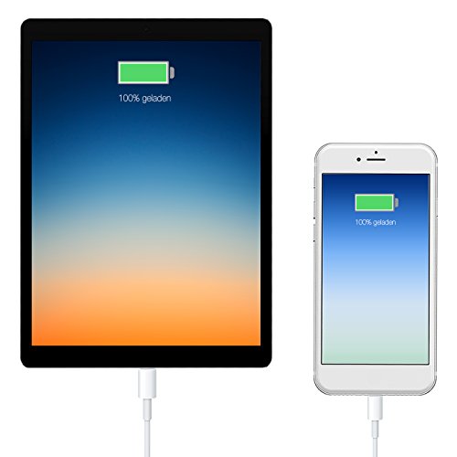 2x Lightning Ladekabel – USB Lade und Sync Kabel für Apple iPhone, iPad, iPod – Qualitätskabel von Lucky Case , 1m weiß - 3