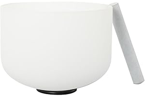 Lfhelper 10 inch E Chakra Crystal Singing Bowl, High Purity Quartz Sound Bowl for Chakra Balancing, Meditation, Stress Relief, Healing Vibrations, Heart Chakra Activation, and Sound Therapy