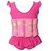 Highdas Kid's Free Learning to Swim Float Suit Adjustable Sun Protection UV Swimsuit for Baby Girls, Rose 1-2 years