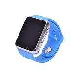 XiYunHan Smart Watch Adult Sim Handyanruf Bluetooth Schrittzähler Geburtstagsgeschenk Schlafüberwachung A1 (Schwarz, Blau, Weiß, Pink) (Color : Blue)