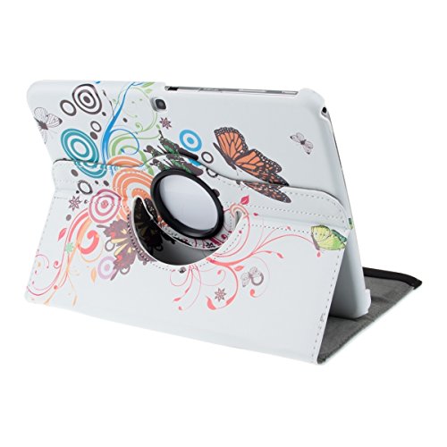kwmobile Hülle für Samsung Galaxy Tab 3 10.1 P5200 / P5210 / P5220 – 360° Standfunktion Case Tablet Schutzhülle Kunstleder – Smart Cover Tabletcase Schmetterlinge Hippie Design Mehrfarbig Pink Weiß - 9