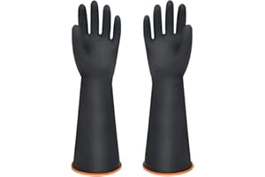 MIN-XL Heavy Duty Latex Gloves, Chemical Resistant Gloves,Safety Work Cleaning Protective Waterproof Industrial Rubber Gloves, Resist Strong Acid, Alkali and Oil (45cm)