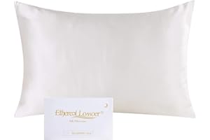 Ethlomoer Kissenbezug aus natürlicher Reiner Seide für Haar und Haut, beidseitig 19 Momme, 600 Fadenzahl, Design mit verstecktem Reißverschluss, 1 Stück 40x60cm Elfenbein