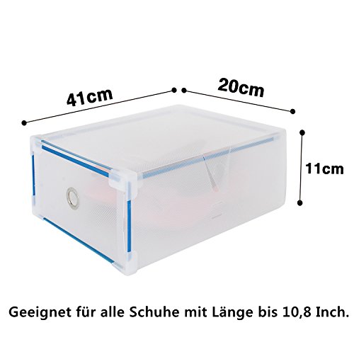 Stapelbar Schuhbox Set 10x Schuhboxen Schuhkasten Schuhkarton Schuhschachtel Aufbewahrungsboxen Schuhaufbewahrung Schuhaufbewahrungsboxen Schubladen Multizweck Transparent L30xB18xH10cm - 2
