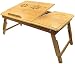 Produktbild UCHARGE 100% Bamboo Multifunctional Adjustable Folding Portable Laptop Desk /Table Stand Breakfast Serving Bed Tray w' Tilting Cup Holder Lockable Legs Top Drawer by Ucharge