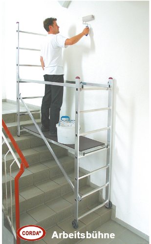 KRAUSE lia174 Leiter Plattform-Arbeit mit 2 x 7 Trittstufe, 3 m Höhe Leiter, 1560 mm x 680 mm Plattform Durchmesser - 3