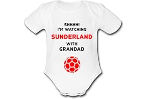 Psychobaby SUNDERLAND Shhhh! I'm watching with Daddy Mummy Grandad Unique Football Babygrow Cute Personalised Funny Baby Vest Grow Boys Girls Unisex Gift Babygrow Bodysuit