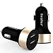Produktbild iVoler Dual Port Auto Ladegerät 24W (5V / 4,8A) 2 Port USB Kfz Ladegerät Autoladegerät mit Qsmart Technologie für iPhone, iPad Pro / Air / Mini, Samsung Galaxy / Note, HTC, LG, Huawei, Xiaomi, alle Smartphones, Tablets, Bluetooth Geräten, Powerbank und mehr (Schwarz & Gold)
