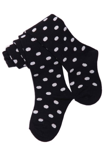 Weri Spezials Baby and Children Tights, Black/White Peas, Size: 2-3 years (92/98)