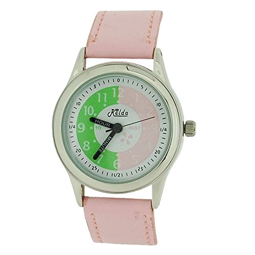 Relda Kinder unisex weie Zeitlernuhr rosa PU Band REL13