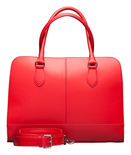 Su.B 15.6” 14” professionelle Design Damen Laptoptasche, echtes Leder - Made in Italy (Rot)