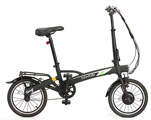 BIWBIK Vélo électrique Pliant Tiny - Le vélo Pliant électrique Le Plus léger du marché 12KG (Noir)
