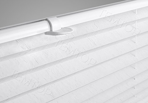 SHINY HOME® Jalousien Plissee mit Gardinenstange Klemmträger Vorhang Single Elegant Sonnenschutzrollo für Fenster Tür ohne Bohren Fensterrollo Gardinen Weiß 80x130cm - 4