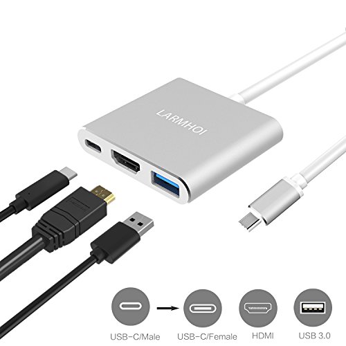 USB 3 0 Typ C zu HDMI Adapter  LARMHOI 3 in 1 Digitaler Multiport Adapter Typ C USB-C 4K HDMI Konverter mit USB C Schneller Ladeanschluss f  r Samsung