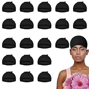 20 Pieces Wig Caps, Wig Caps for Women Lace Front Wig Stocking Caps for Wigs Nude Wig Cap (Black)