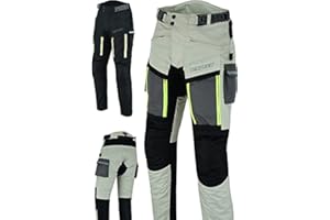 Texpeed Pantalones de moto hombre verano - Impermeable Pantalones de motorista - Con armadura de protecciónes CE (EN 1621-1) - Blanco - 6XL Cintura/Regular Pierna