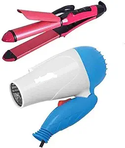 OCTOPUS PRIME Hair Straightener and curler with Hair Dryer and Hair Trimmer hair remover machine for Woman (Multi-color) (Combo of 2)