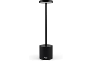 NOVANTA LIGHTING Lampada da Tavolo Ricaricabile Senza Fili in Metallo Dimmerabile Intensità Regolabile 0-100% Ricaricabile USB, Accensione Touch per Cucina, Ristorante, Bar (Tall 34cm, Nero)
