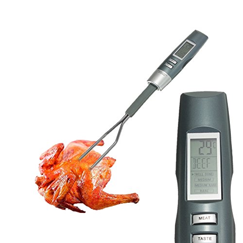 LUPO Digitales Gabel Edelstahl Thermometer Nahrung Temperatur Sensor mit LCD Messung – Perfekt zum Kochen von Nahrung Fleisch Truthahn Hühnchen Geflügel BBQ Wein Marmelade Steak - 4