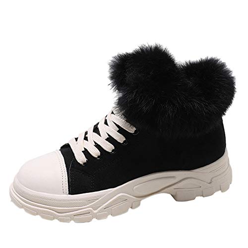 Preisvergleich Produktbild JUSTSELL_Schuhe Damen,Frauen Leopard-Druck Baumwollschuhe Lace-Kunstleder Ankle Schuhe Rutschfest Dicker Absatz Schuhe Warm Schuhe für Winter