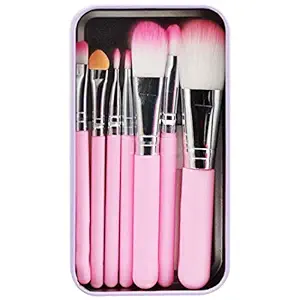 Womens & Girls SMWF 7 Pink Makeup Brushes Set for Makeup with Storage Box - (Pack of 7)