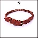 PROFTI Lederhalsband für Hunde, mit Nylon, weiches Leder, belastbar, robust (36-44cm Halsumfang, Braun)