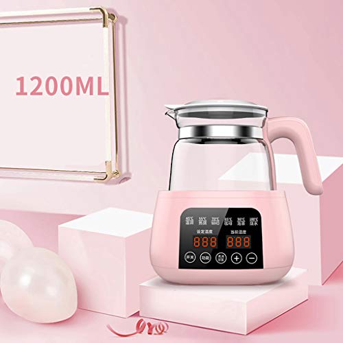 Preisvergleich Produktbild 1200ml 24-Stunden-Konstanttemperatur-Babyfla... Wasserkocher-Glastopf-Thermostat, automatische Brau-Multifunktionsmaschine mit LED-Anzeige (Farbe : Pink)