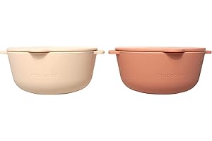 ana baby Lot de 2 bols en silicone avec couvercles, pour bébés et tout-petits, sans BPA, passent au lave-vaisselle, au micro-ondes et au congélateur