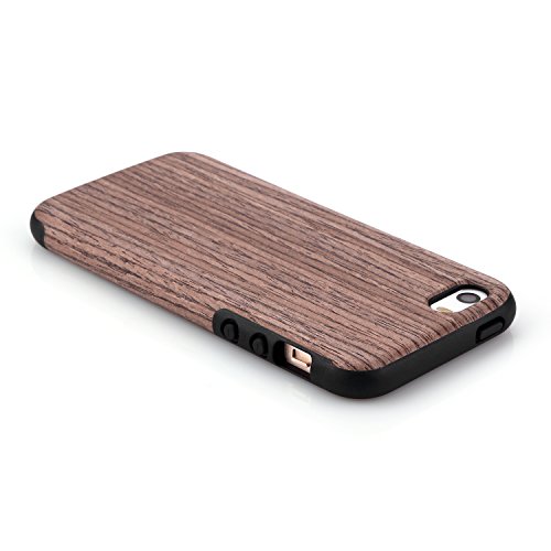 TENDLIN Funda iPhone SE Grano de Madera Silicona TPU H  brido Suave Carcasa para iPhone SE 5S 5  Rosa Negro