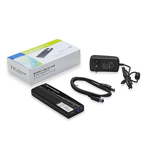 V.TOP USB 3.0 7 Port SuperSpeed Hub mit 20W Netzteil (BC 1.2 Schnelllade-Unterstützung für Android, Apple iOS und Windows Geräte) – Valentinstag Geschenk für Mann - 6