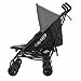 Obaby Apollo Black/Grey Twin Stroller and Black Footmuffs (Grey)